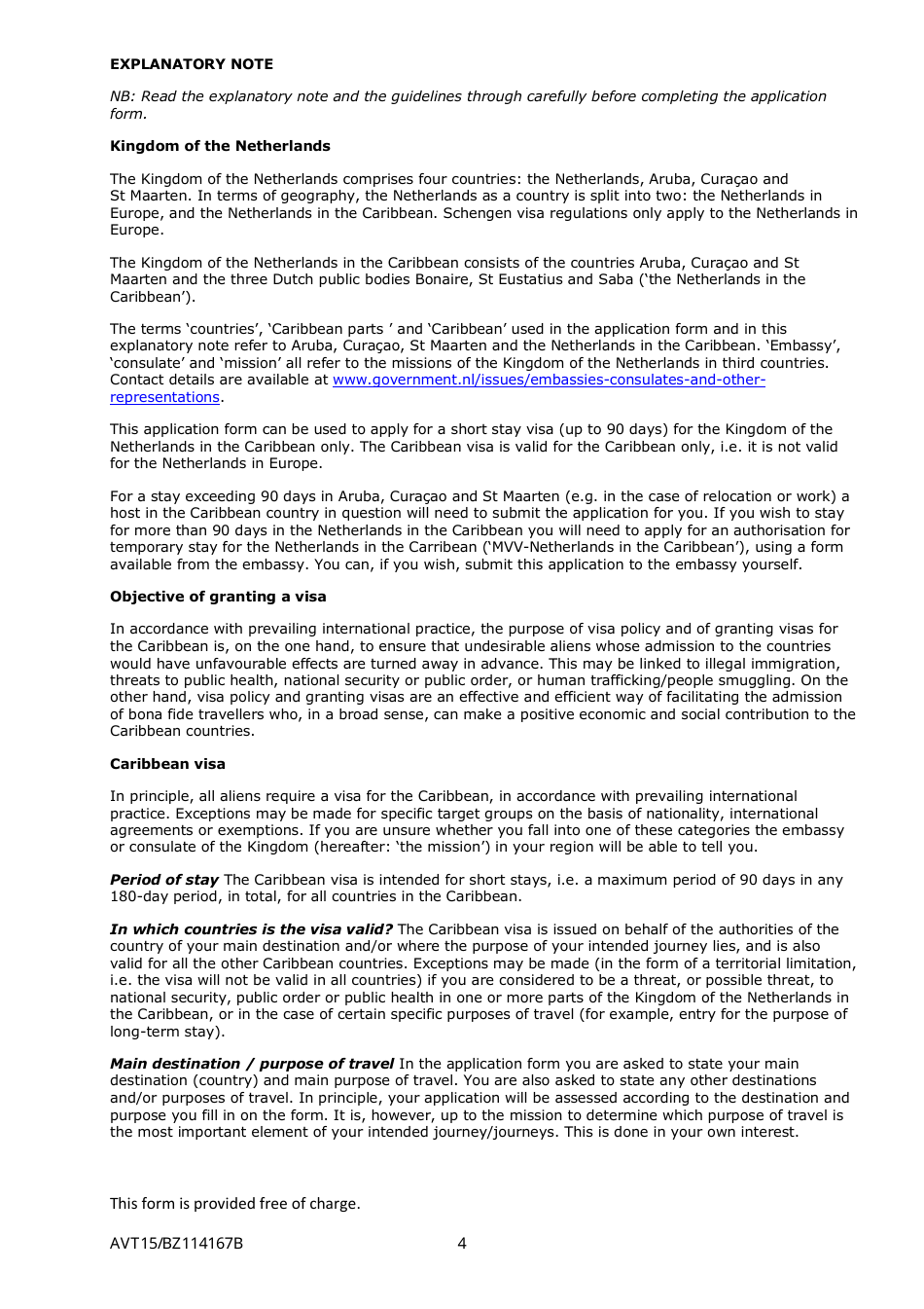Caribbean Netherlands Visa Application Form - Netherlands, Page 4
