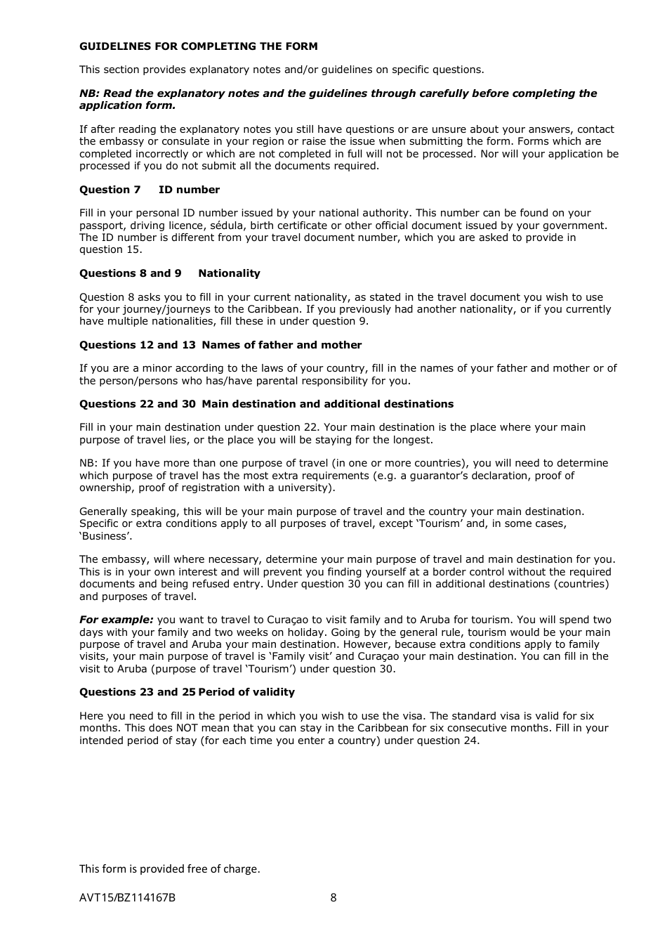 Caribbean Netherlands Visa Application Form - Netherlands, Page 8