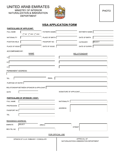 United Arab Emirates United Arab Emirates Visa Application Form Fill 