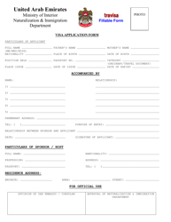 &quot;United Arab Emirates Visa Application Form&quot; - United Arab Emirates
