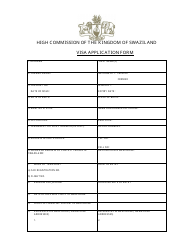 Document preview: Swaziland Visa Application Form - High Commission of the Kingdom of Swaziland