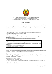 Mozambique Visa Application Form - High Commission for the Republic of Mozambique - London, Greater London, United Kingdom (English/Spanish)