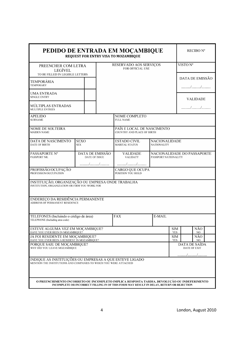 London Greater London United Kingdom Mozambique Visa Application Form High Commission For The london-greater-london-united-kingdom-mozambique-visa-application-form-high-commission-for-the