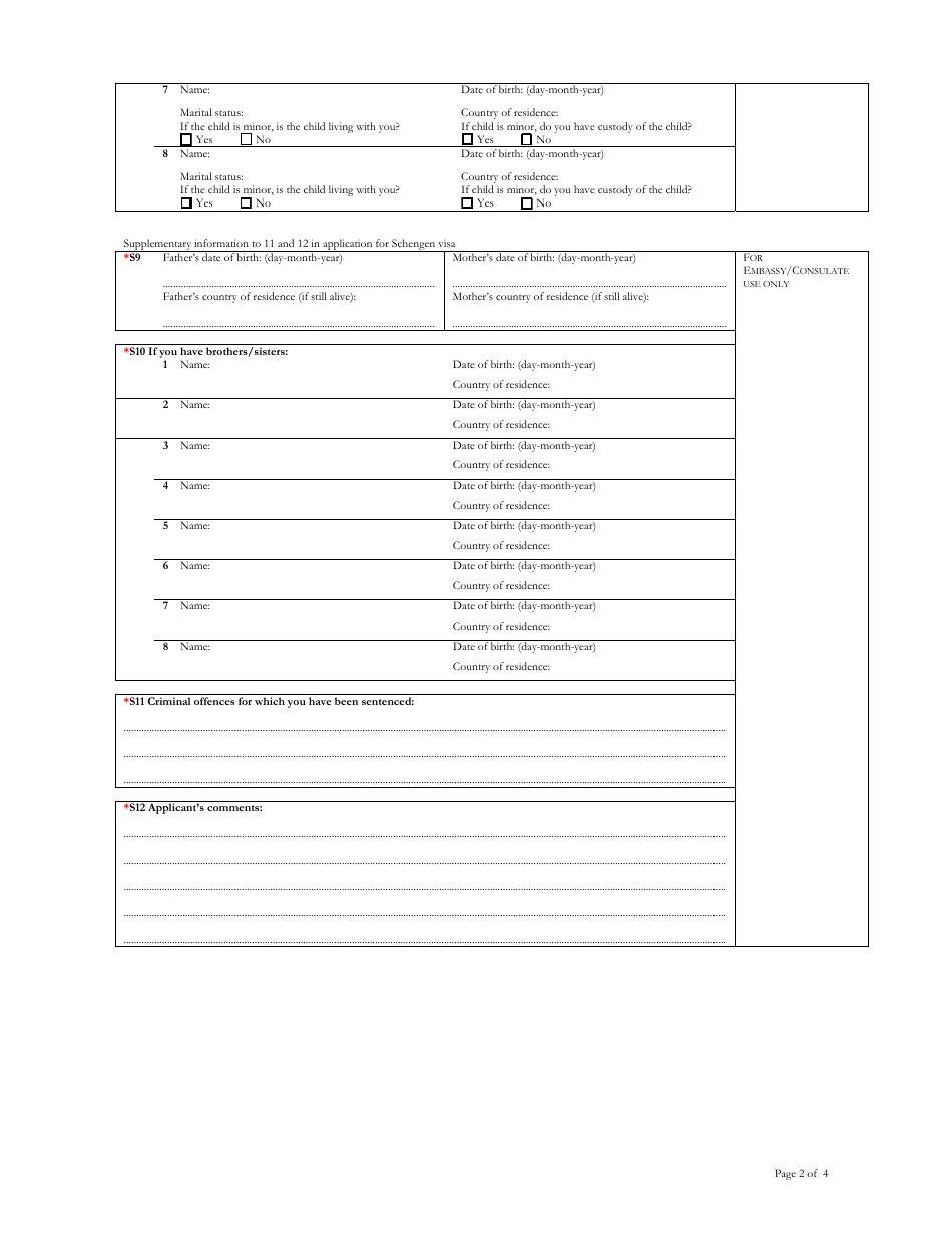 Application for Schengen Visa - Denmark, Page 2