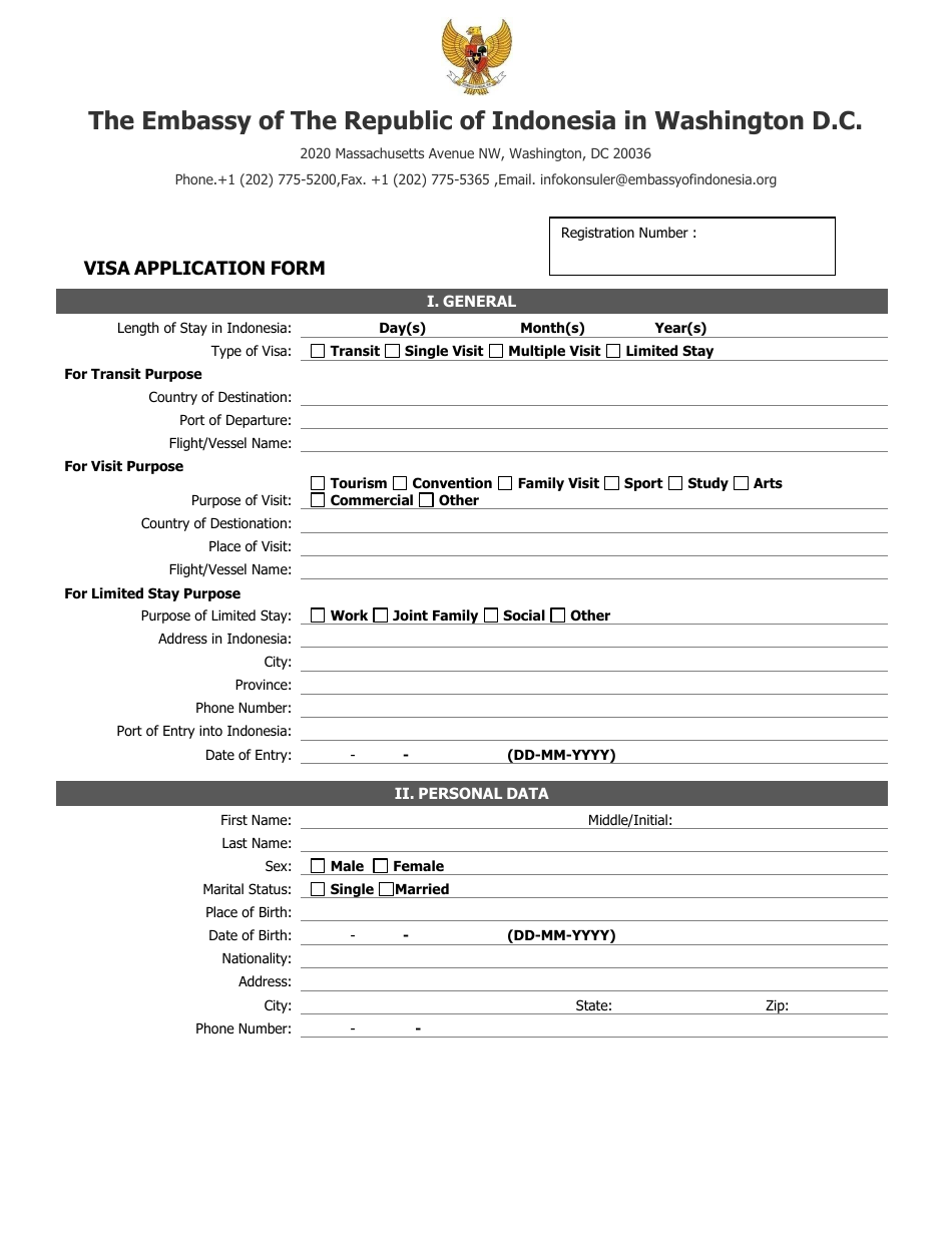 Washington D C Indonesian Visa Application Form The Embassy Of The Republic Of Indonesia