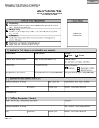 Document preview: Indonesian Visa Application Form - Embassy of the Republic of Indonesia - City of Ottawa, Ontario, Canada