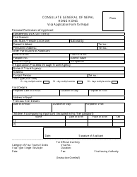 Document preview: Nepal Visa Application Form - Consulate General of Nepal, Hong Kong - Kowloon City, Hong Kong