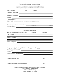 Document preview: Incident/Accident Report Form - Royal Redeemer Lutheran Church