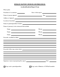 incident report form westwood baptist church download printable church incident report