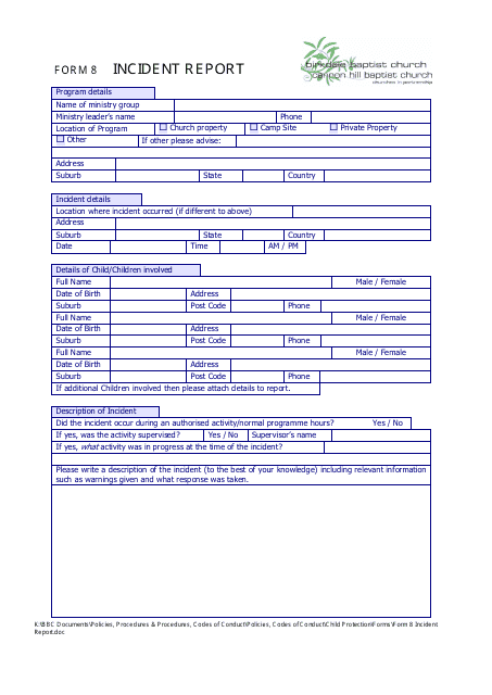 child incident report form atlas opencertificates co incident report church