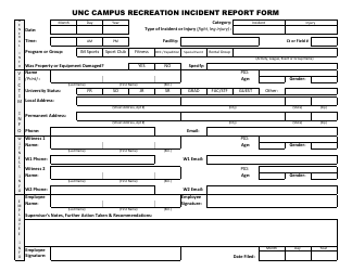 &quot;Campus Recreation Incident Report Form - Unc&quot;