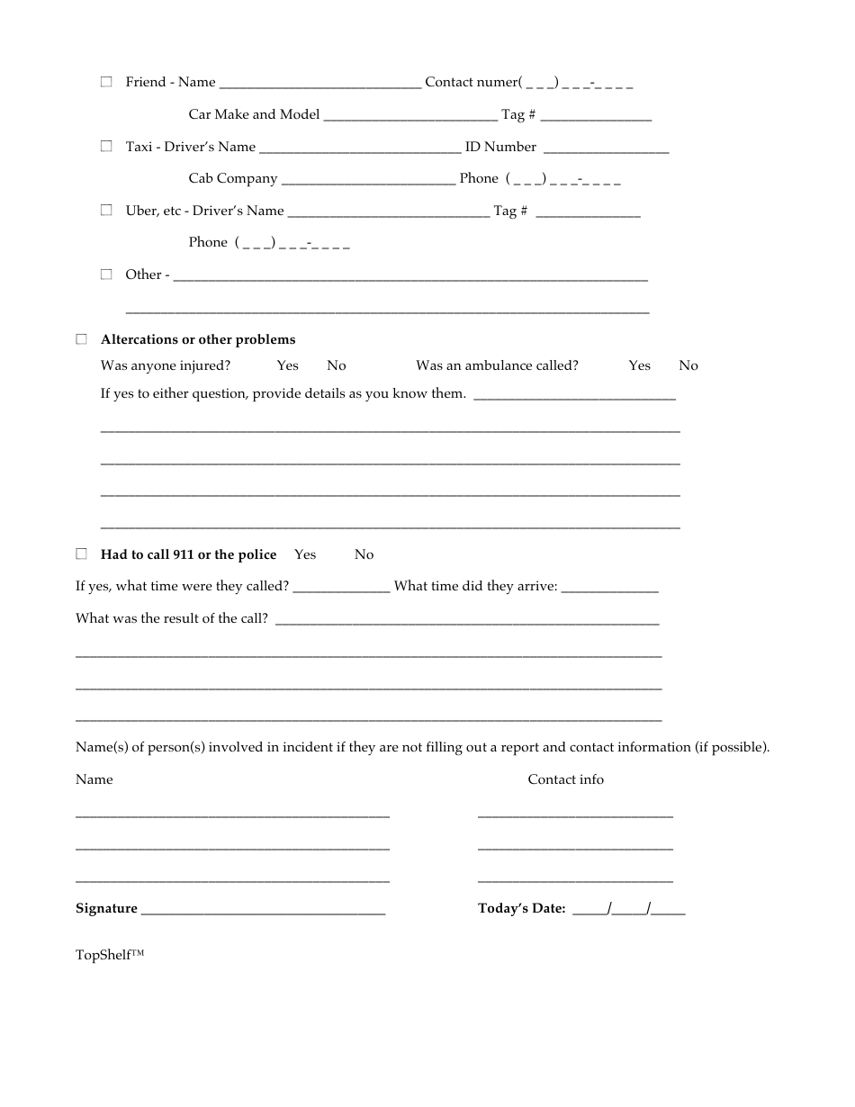 Alcohol Incident Report Form - Topshelf - Fill Out, Sign Online and ...