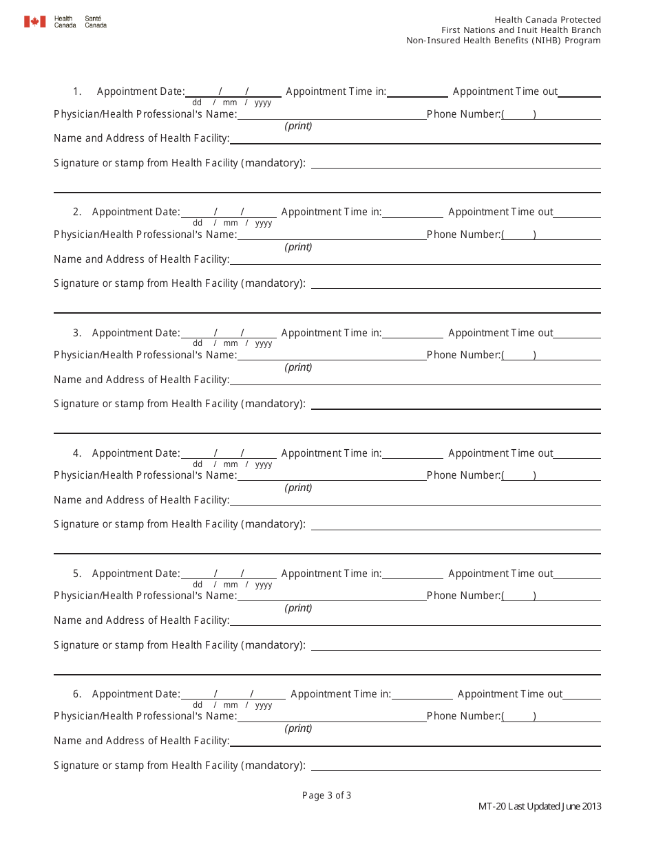 Form 20 Medical Transportation Reimbursement - Atlantic Region - Canada, Page 3