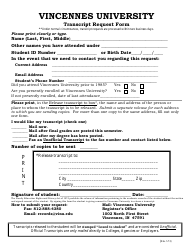 Document preview: Transcript Request Form - Vincennes University