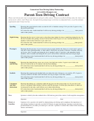 Parent-Teen Driving Contract Template - Connecticut