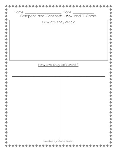 Compare and Contrast Box and T-Chart Template