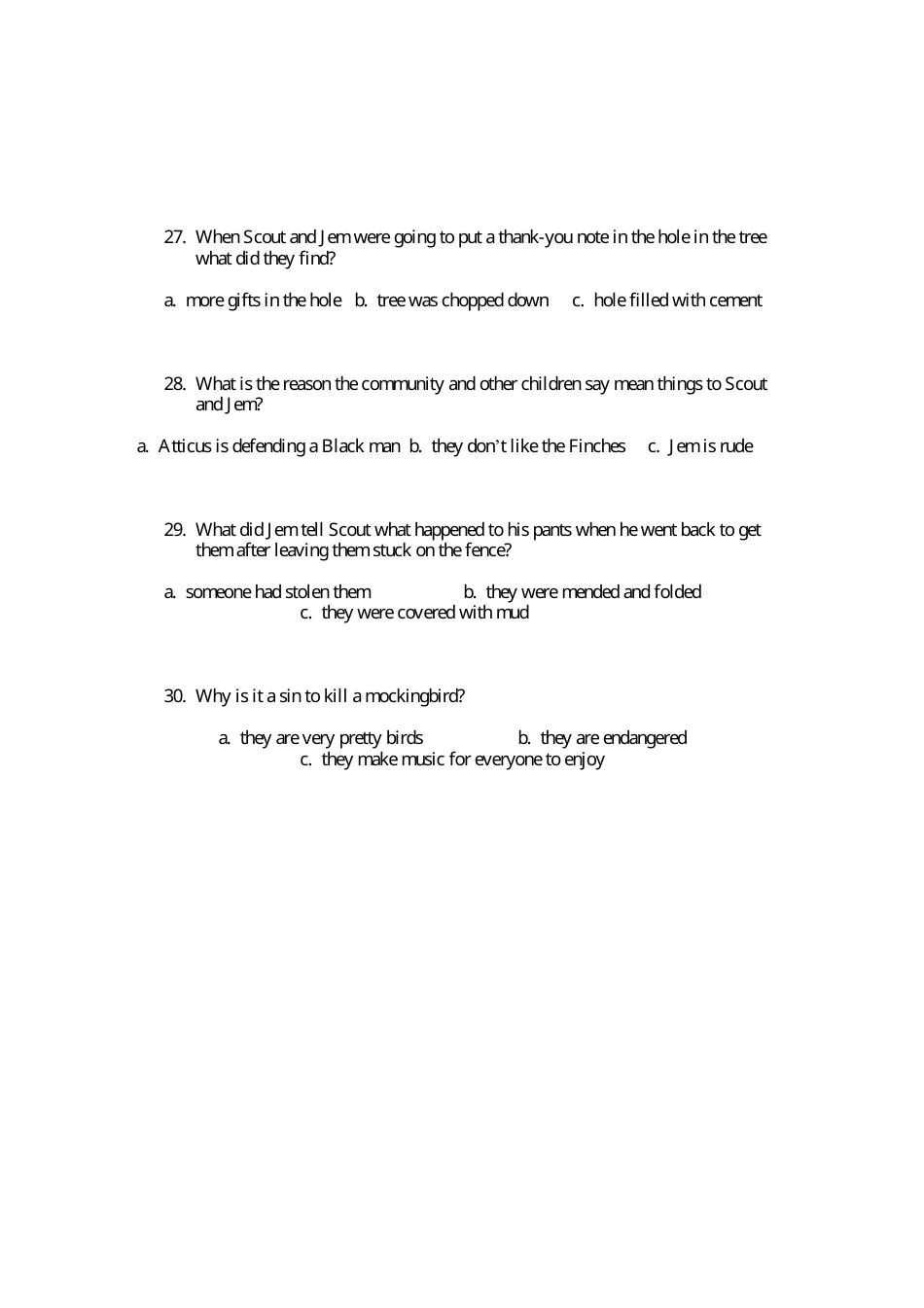 To Kill a Mockingbird Worksheet, Page 4