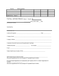 Attachment E Financial Proposal Form - Maryland, Page 2