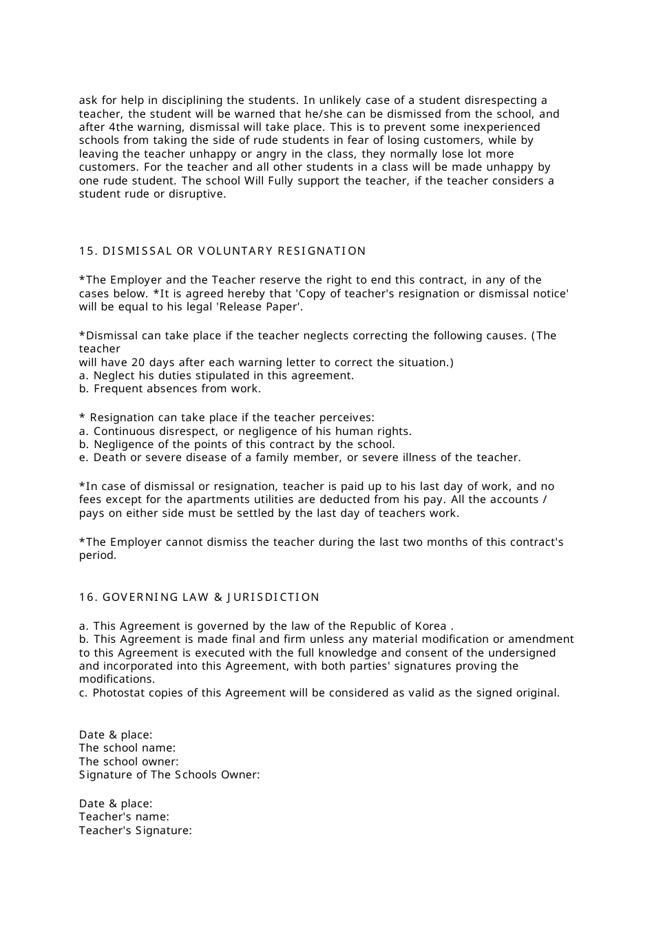 Contract for Esl Teachers in Korea, Page 4