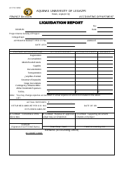 Document preview: Liquidation Report Form - Aquinas University of Legazpi