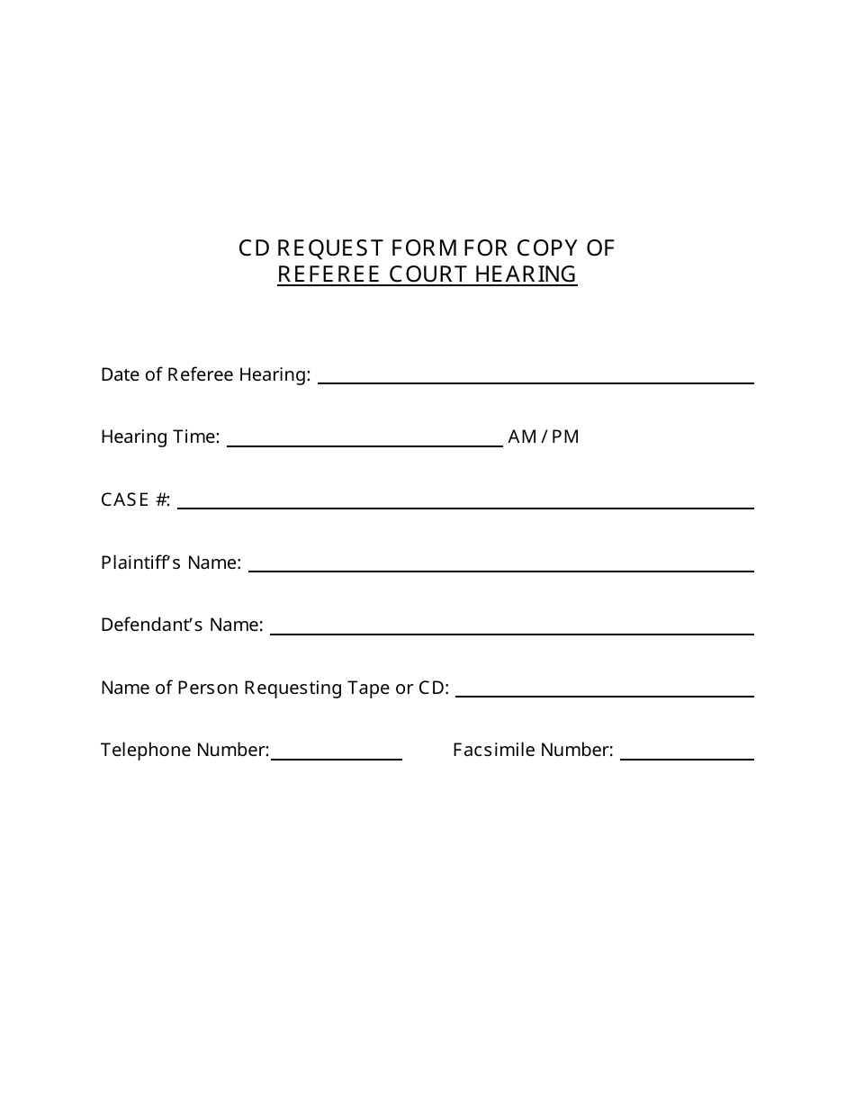 Cd Request Form for Copy of Referee Court Hearing, Page 1