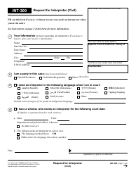 Document preview: Form INT-300 Request for Interpreter (Civil) - California