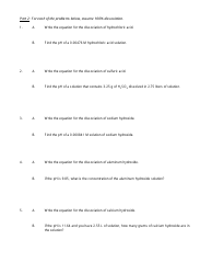 Ph and Poh Calculations Chemistry Worksheet With Answers, Page 2