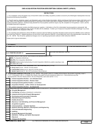 Document preview: SD Form 812 DoD Acquisition Position Description Coding Sheet (Apdcs)