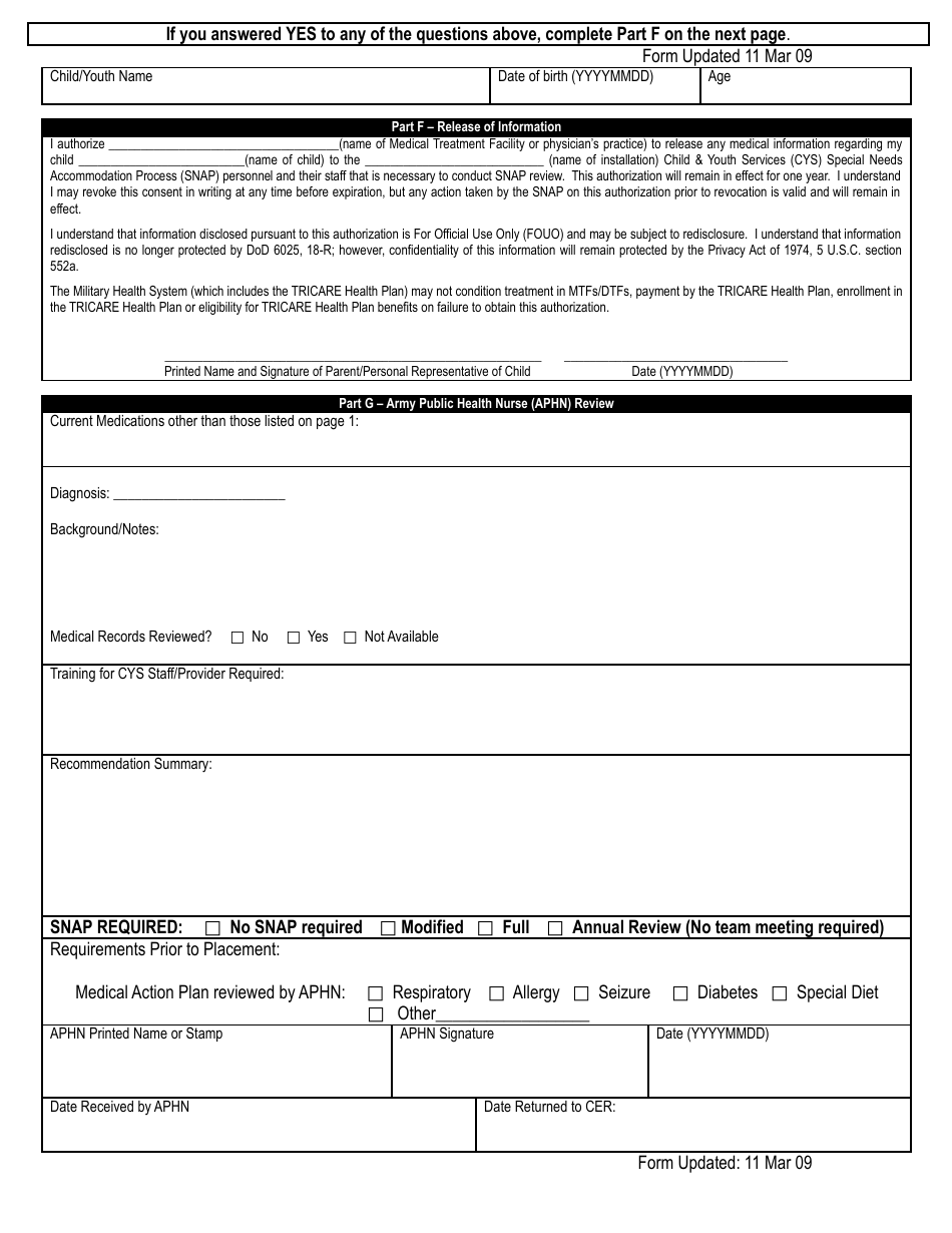 Membership for Middle School Teen (Mst) Services Only Registration Form (6 - 12 Grades) - Army War College, Page 5