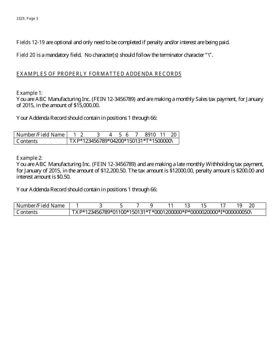 Form 2329 Instructions for Payments of Michigan Sales, Use, Withholding, and Other Michigan Business Taxes Using Electronic Funds Transfer (Eft) Credit - Michigan, Page 3