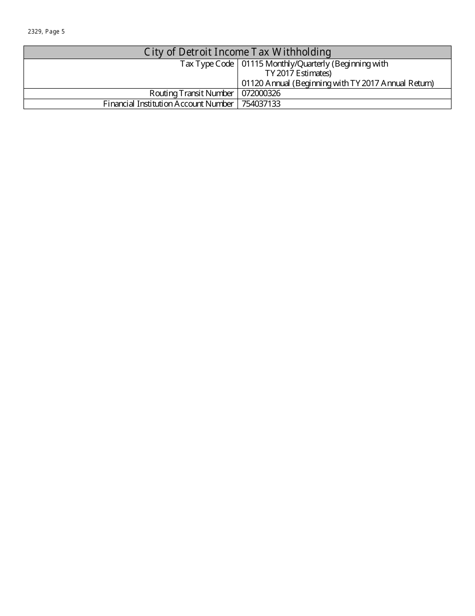 Form 2329 Instructions for Payments of Michigan Sales, Use, Withholding, and Other Michigan Business Taxes Using Electronic Funds Transfer (Eft) Credit - Michigan, Page 5