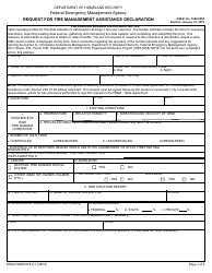 FEMA Form 078-0-1 Request for Fire Management Assistance Declaration