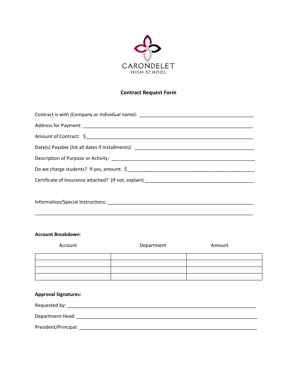 Contract Request Form - Carondelet High School, Page 1