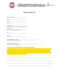 Document preview: Address Request Form - Mclennan County 9-1-1 Emergency Assistance District - Texas