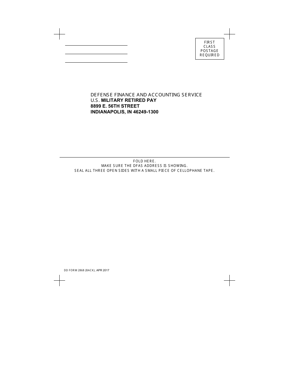 DD Form 2868 Request for Withholding State Tax, Page 2