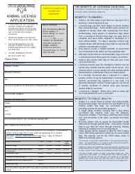 Document preview: Animal License Application Form - City of Rancho Mirage, California