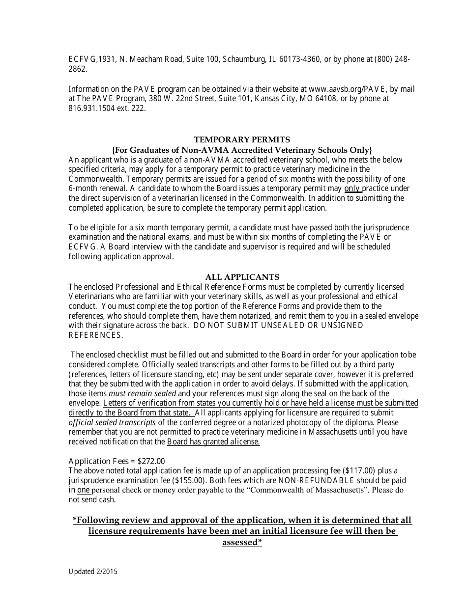 Veterinary Medicine Licensure Application Form - Massachusetts, Page 3