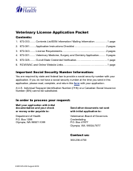 DOH Form 672-033 Veterinary Medicine, Surgery and Dentistry Application Packet - Washington