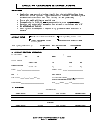 Document preview: Application Form for Arkansas Veterinary Licensure - Arkansas