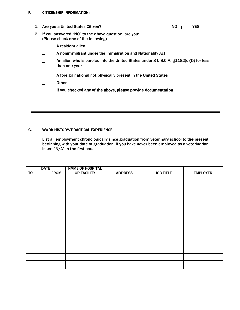 Application Form for Arkansas Veterinary Licensure - Arkansas, Page 4