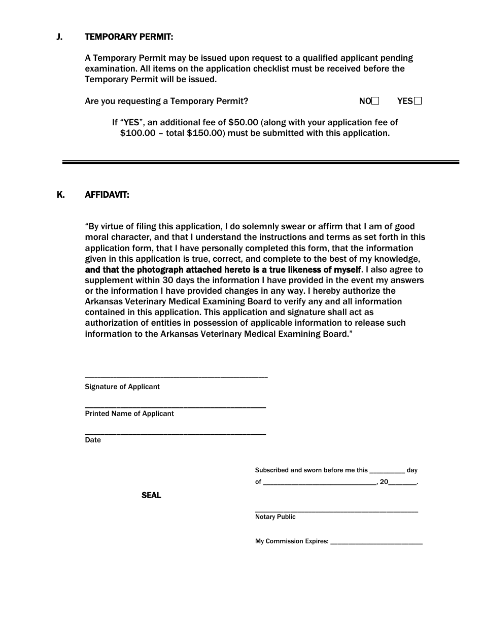 Application Form for Arkansas Veterinary Licensure - Arkansas, Page 6