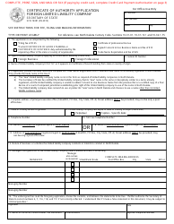 Form SFN19381 &quot;Certificate of Authority Application Foreign Limited Liability Company&quot; - North Dakota