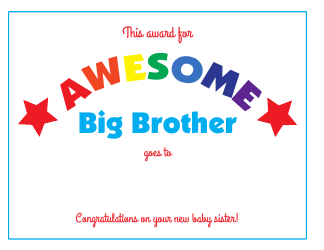 Document preview: Awesome Big Brother Award Certificate Templates