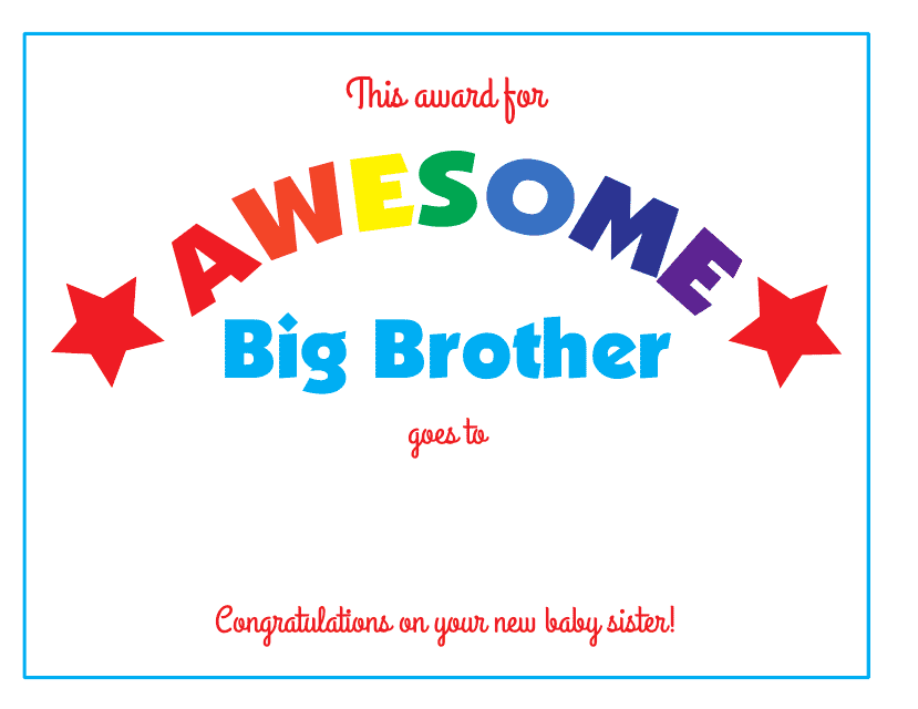 Awesome Big Brother Award Certificate Templates Download Printable PDF