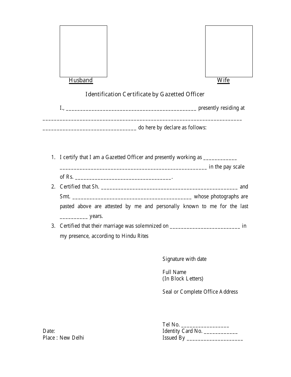 Delhi India Identification Certificate Template Download Printable PDF ...