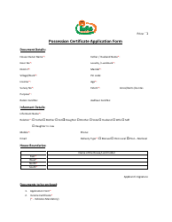 Document preview: Possession Certificate Application Form - Andhra Pradesh, India