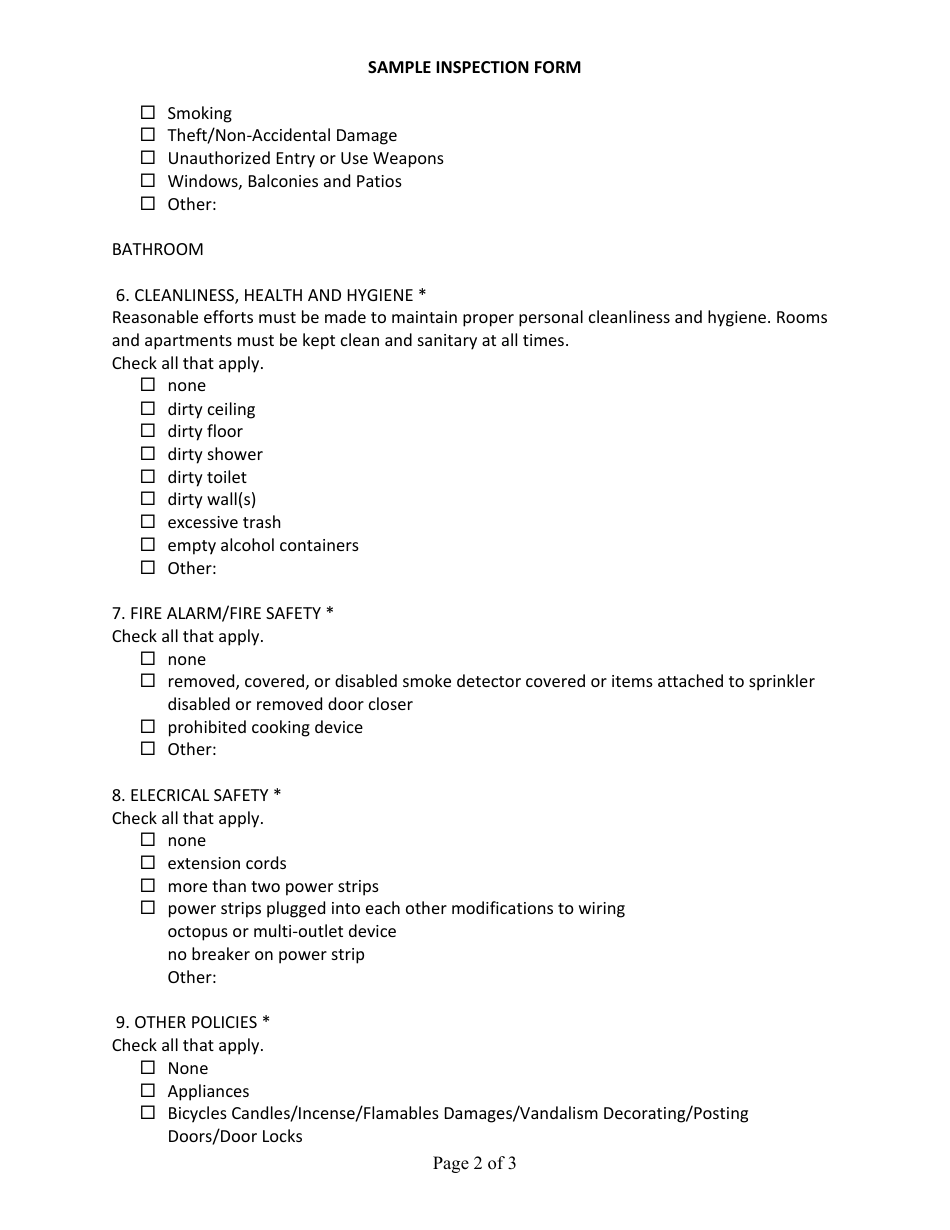 Student Room Inspection Form - Fill Out, Sign Online and Download PDF ...