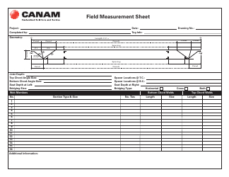 Document preview: Field Measurement Sheet Template - Canam