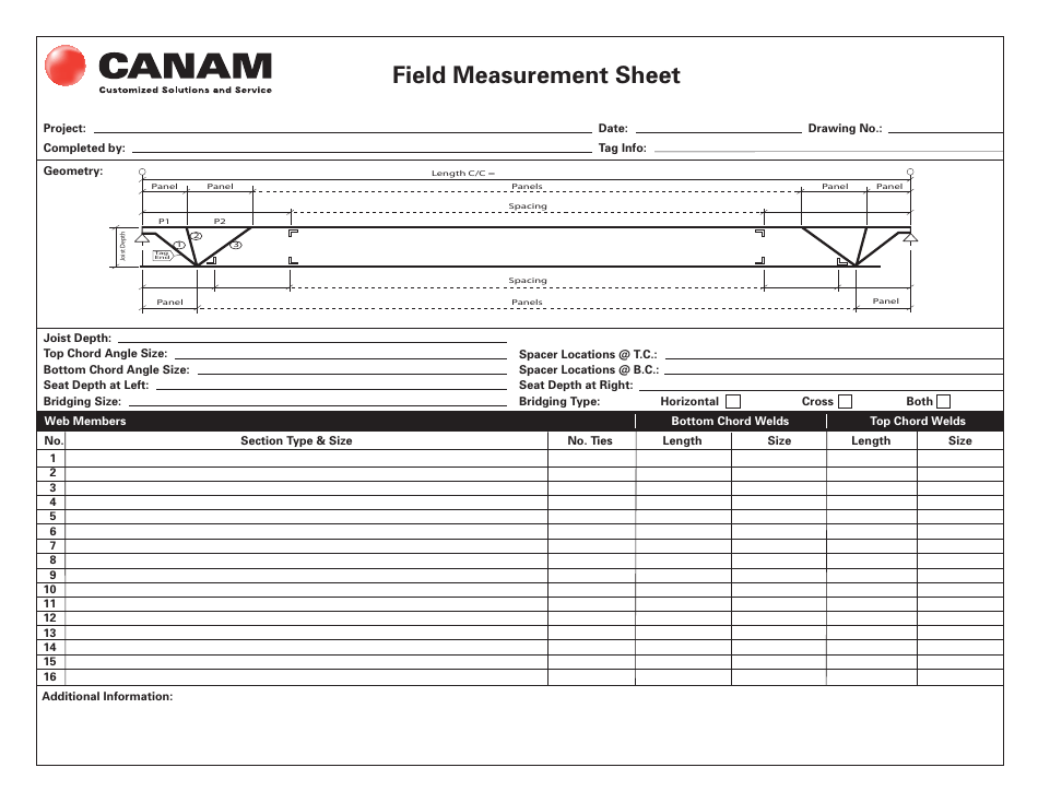 Field Measurement Sheet Template - Canam Download Printable PDF ...