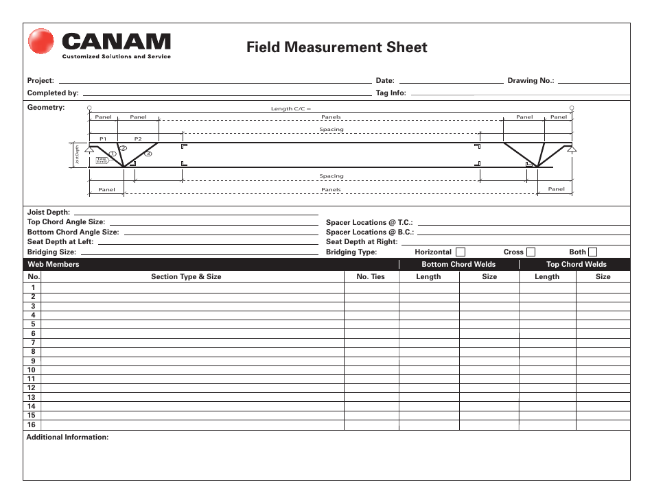 Field Measurement Sheet Template Image Preview